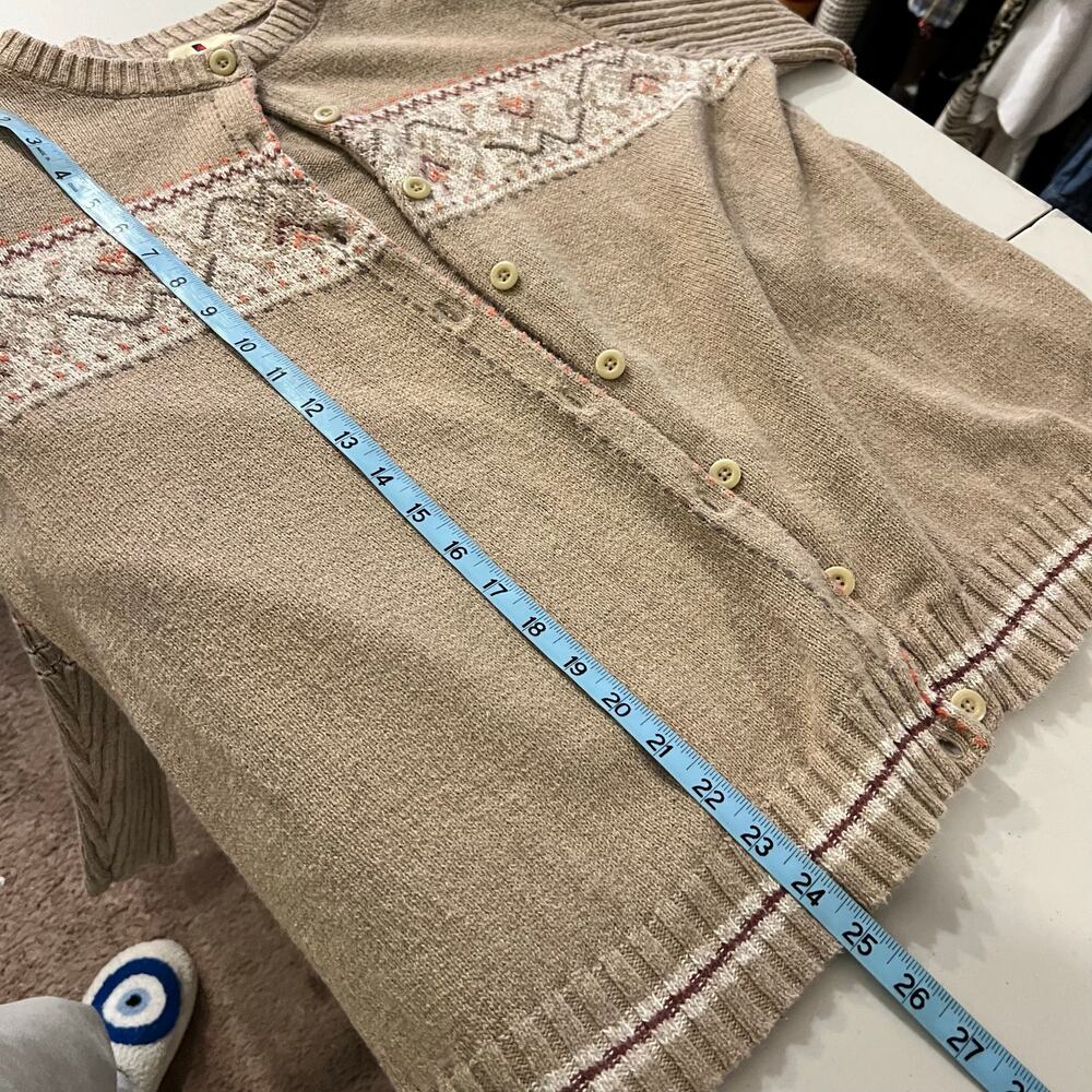 Woolrich Tan Fair Isle Cotton Woven Knit Button Cardigan Sweater Size 2X - Picture 9 of 11